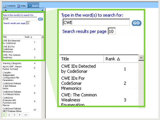 图3. CodeSonar手册：“ CWE”的最佳搜索结果。