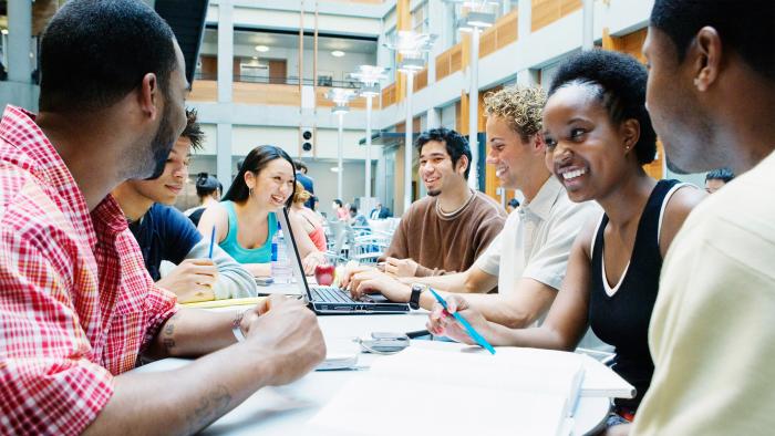 Students studying together